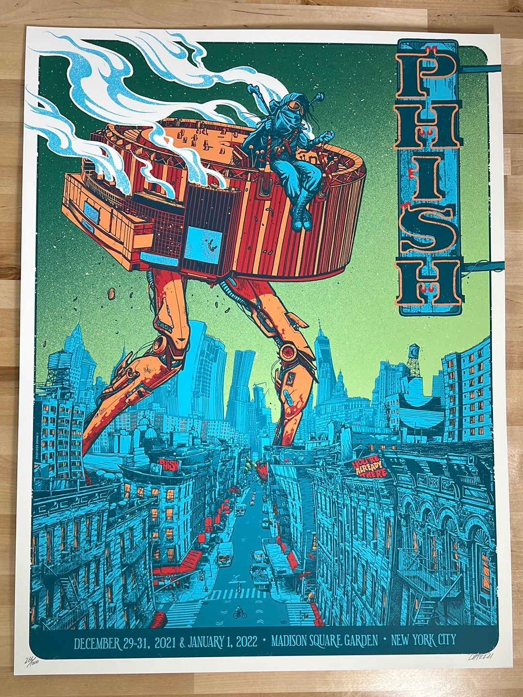 Phish 2021 Dan Dippel Poster New York City NY MSG Tangerine Sold Phish 2021 Dan Dippel Poster New York City NY MSG Tangerine Sold