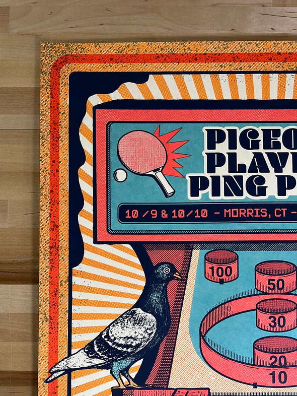 Pigeons Playing Ping Pong - 2020 Status Serigraph poster Morris, CT