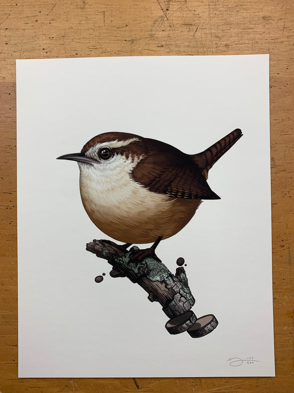 Fat Bird - 2019 Mike Mitchell poster Carolina Wren 1st