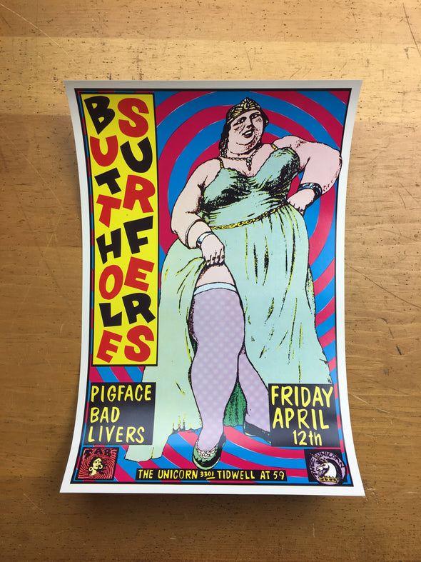 Butthole Surfers - 1991 Frank Kozik poster Houston, TX The Unicorn