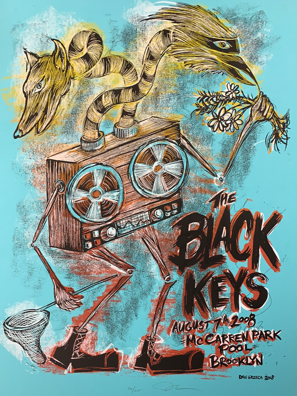 The Black Keys - 2008 Dan Grzeca poster Brooklyn, NY McCarren Park 410/475
