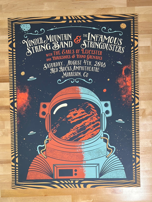 Yonder Mountain String Band - 2018 Status Serigraph poster Red Rocks Morrison, CO