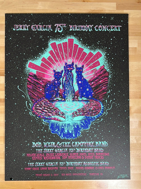 Jerry Garcia 75th Birthday - 2017 James Eads poster Red Rocks Morrison, CO