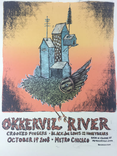 Okkervil River - 2008 Dan Grzeca Poster Chicago, IL Metro