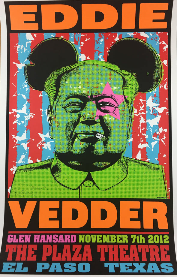 Eddie Vedder - 2012 Frank Kozik poster El Paso, TX Plaza Theatre