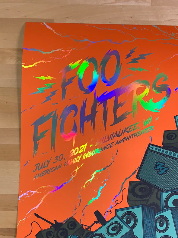 Foo Fighters - 2021 Status Serigraph poster Milwaukee, WI FOIL