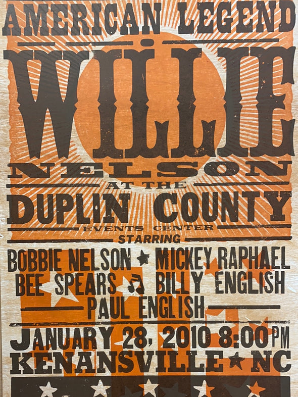 Willie Nelson - 2010 Hatch Show Print 1/28 poster Kenansville, North Carolina