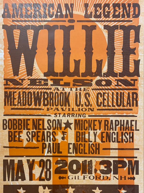 Willie Nelson - 2011 Hatch Show Print 5/28 poster Gilford, New Hampshire