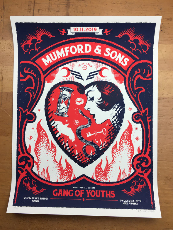 Mumford & Sons - 2019 Ralph Stollenwerk poster Oklahoma City, OK Chesapeake Ener