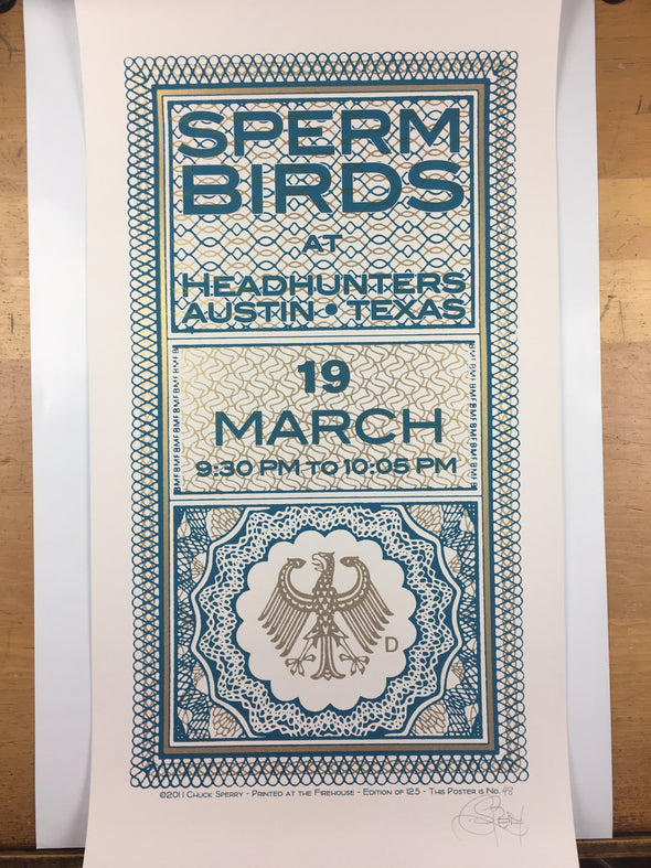 Sperm Birds - 2011 Chuck Sperry poster Austin, TX Headhunters