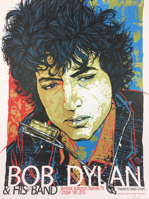 Bob Dylan - 2010 Rhys Cooper Poster Nashville, TN Municipal Auditorium