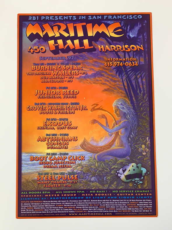 MHP 37 Maritime Hall - 1997 poster September Wailers, Exodus San Fran 1st