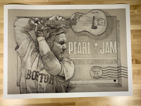 Pearl Jam - 2016 Brian Fox Poster Boston, MA Fenway Park Youkilis