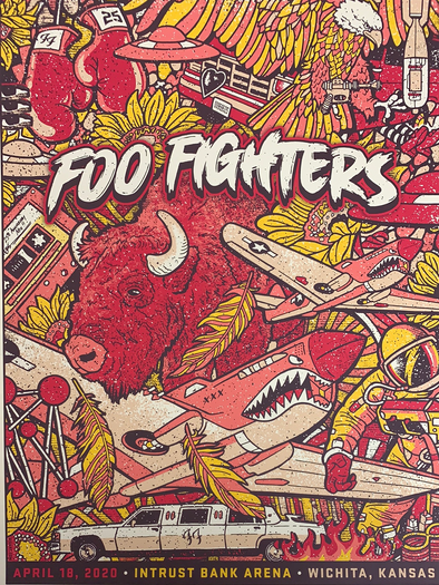 Foo Fighters - 2020 Gigart poster Wichita, KS Intrust Bank Arena 1st