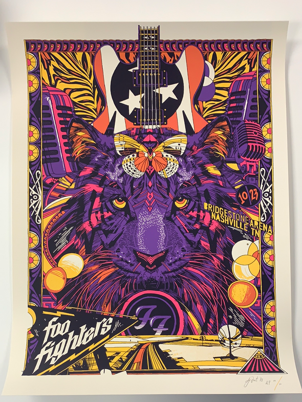 Foo Fighters - 2017 Tyler Stout poster Nashville, TN Bridgestone