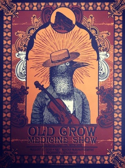 Old Crow Medicine Show - 2018 Status Serigraph poster Red Rocks, Morrison, CO