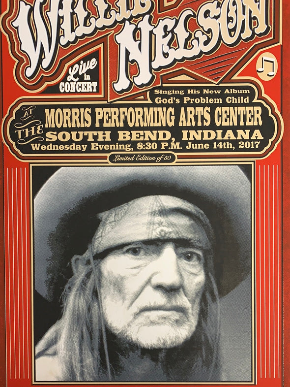 Willie Nelson - 2017 Mattole River Studios poster South Bend, Indiana