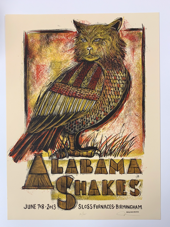 Alabama Shakes - 2013 Dan Grzeca poster Birmingham, AL Sloss Furnaces