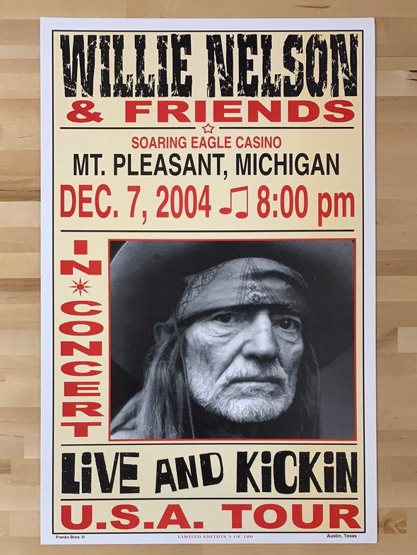 Willie Nelson - 2004 Franks Brothers 12/7 poster Mt. Pleasant, MI