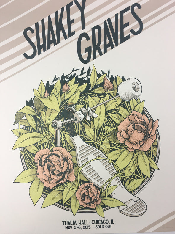 Shakey Graves - 2015 Justin Santora Poster Chicago, IL Thalia Hall