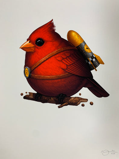 Fat Bird - 2020 Mike Mitchell poster Rocketbird Cardinal