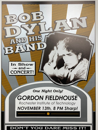 Bob Dylan - 2004 Geoff Gans poster Rochester, NY Gordon Field House SILVER Varia