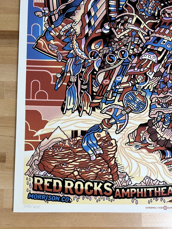 Widespread Panic - 2018 Guy Burwell poster Red Rocks Morrison, CO