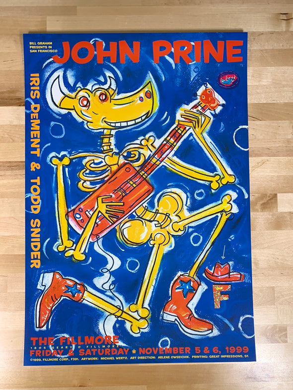 John Prine - 1999 Michael Wertz poster Fillmore San Fran 1st BGF 391