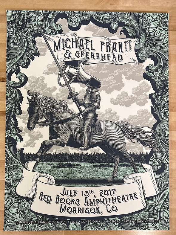 Michael Franti & Spearhead - 2017 Derek Hatfield poster Red Rocks Morrison, CO