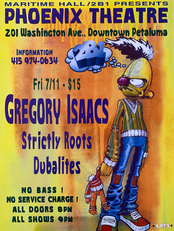 MHP 32B Maritime Hall - 1997 poster Gregory Isaacs, Strictly Roots San Fran 1st