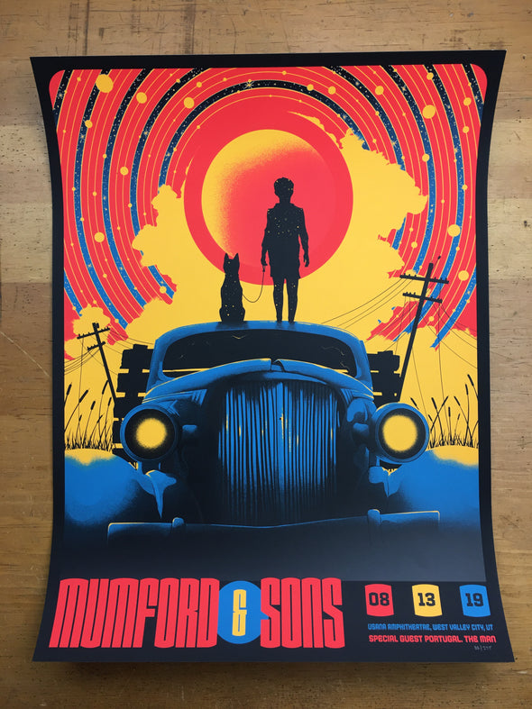 Mumford & Sons - 2019 Arno Kiss poster West Valley, UT USANA Amphitheatre