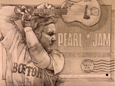 Pearl Jam - 2016 Brian Fox Poster Boston, MA Fenway Park Youkilis