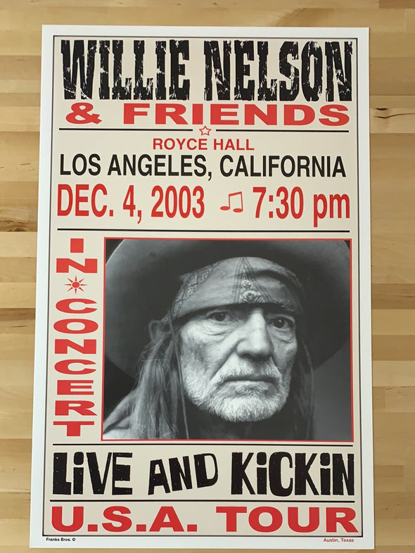 Willie Nelson - 2003 Franks Brothers 12/4 poster Los Angeles, CA
