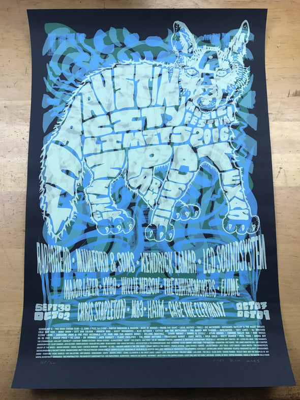 Austin City Limits - 2016 Jules Buck Jones poster ACL Festival Zilker Park