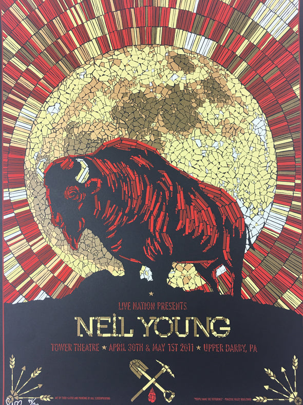 Neil Young - 2011 Todd Slater Poster Upper Darby, PA Tower Theater
