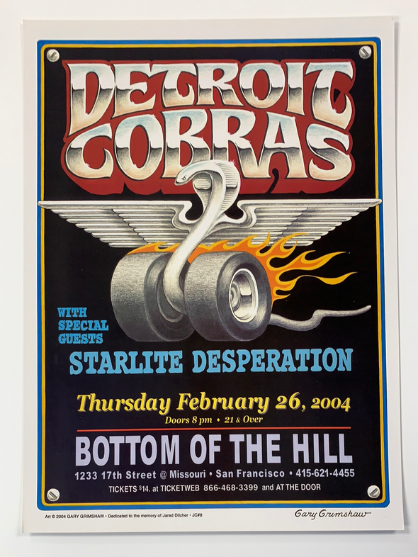 Detroit Cobras - 2004 Gary Grimshaw poster San Francisco, CA