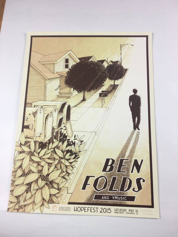 Ben Folds - 2015 Justin Santora Poster Chicago, IL Park West