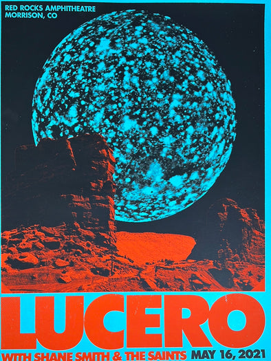 Lucero - 2021 Moon Light Speed Press poster Red Rocks Morrison, CO