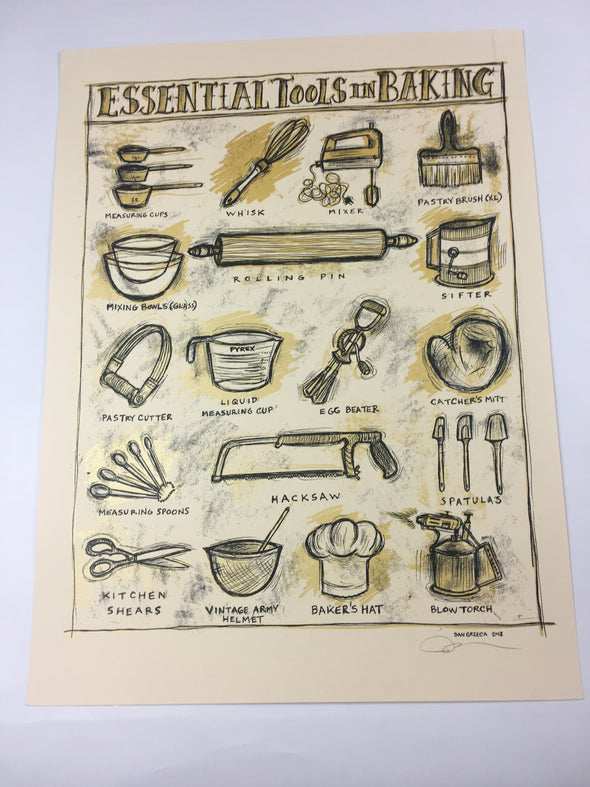 Essential Tools in Baking - 2012 Dan Grzeca Poster Art Print