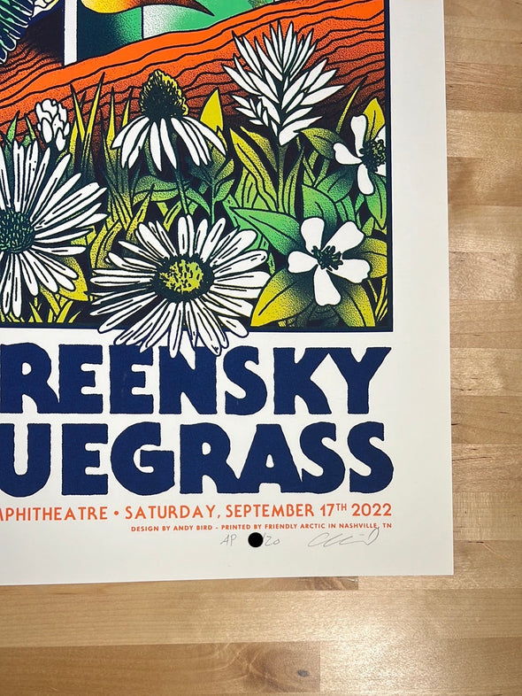 Greensky Bluegrass - 2022 Andy Bird poster Red Rocks Morrison, CO 9/17/22