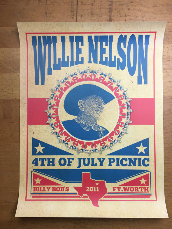 Willie Nelson - 2011 Unknown Artist poster Fort Worth, TX Billy Bob's