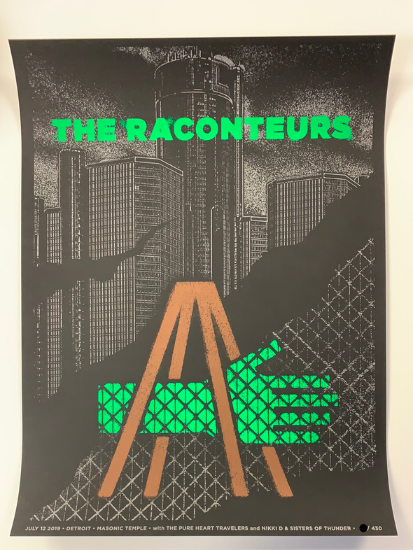 The Raconteurs - 2019 Matthew Jacobson poster Detroit, MI 7/12 Masonic