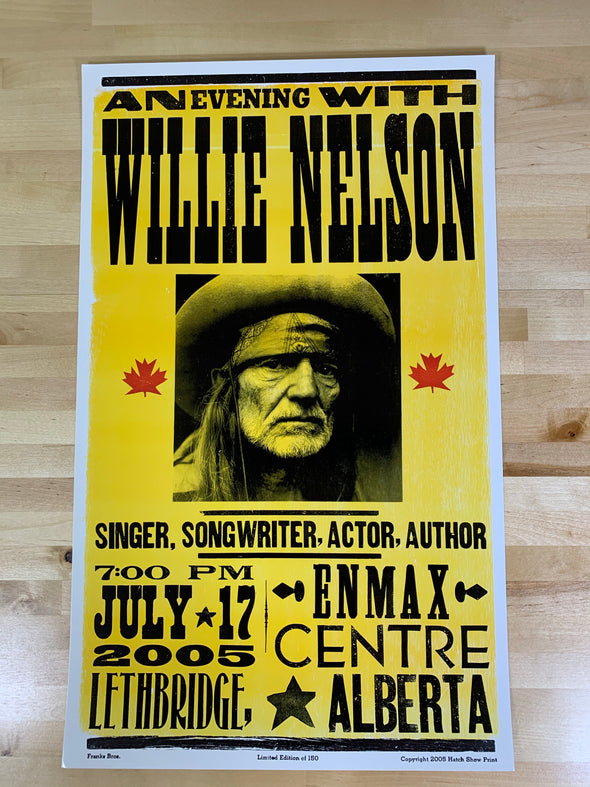 Willie Nelson - 2005 Franks Brothers poster Lethbridge, Alberta