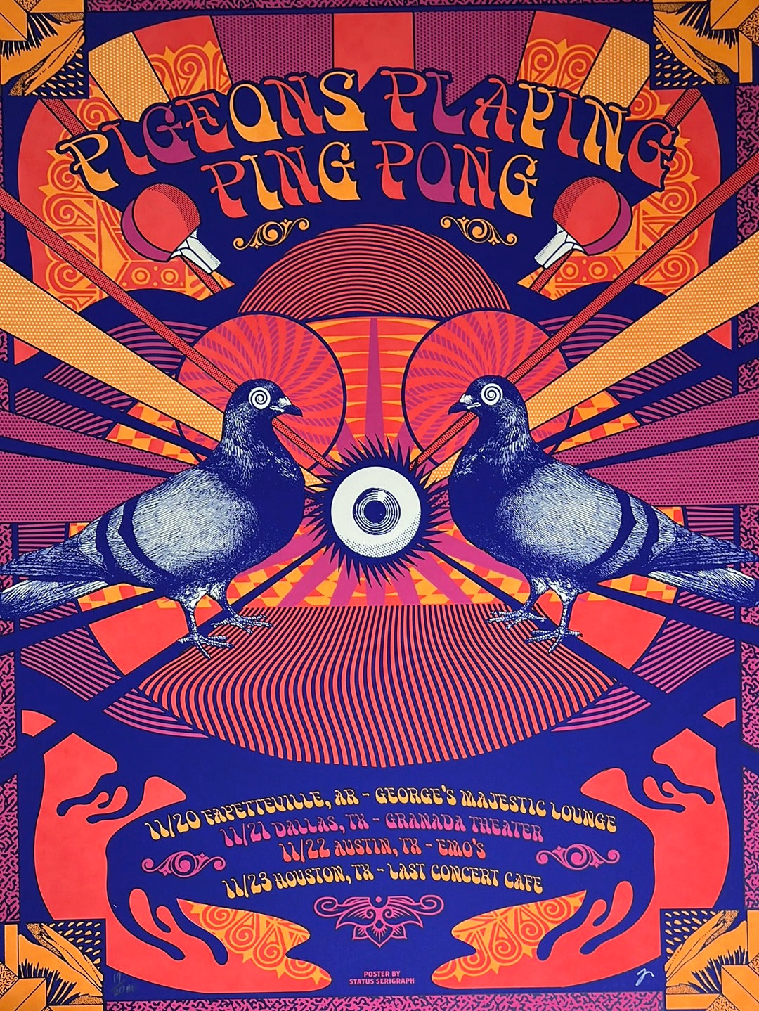 Pigeons Playing Ping Pong - 2019 Status Serigraph poster November Run ...