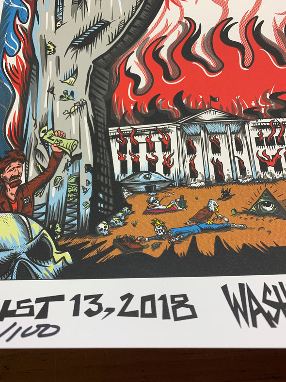 Pearl Jam - 2018 Bobby Brown Draws Skullz Missoula poster Jeff Ament AP S/N Vote