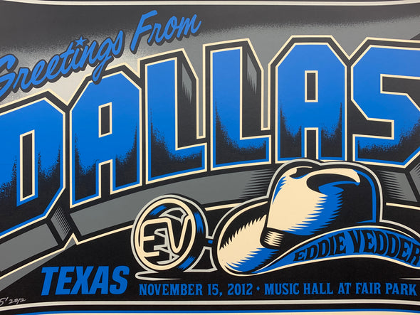 Eddie Vedder - 2012 Mark 5 poster Dallas, Texas Fair Park AP S/N