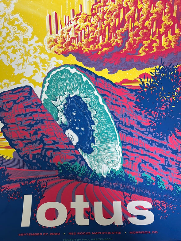 Lotus - 2020 Paul Kreizenbeck poster Red Rocks Morrison, CO