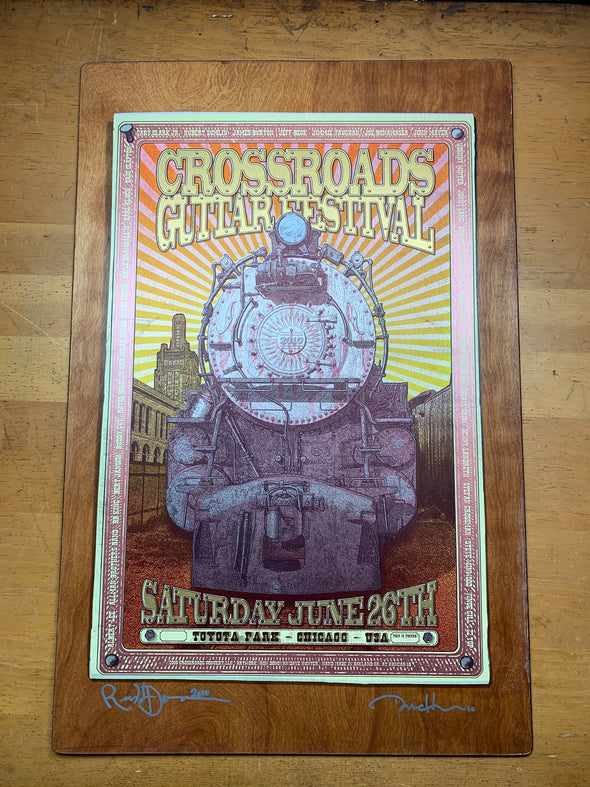 Crossroads Guitar Festival - 2010 poster Birch Panel wood edition Ron Donovan