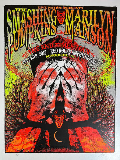 Smashing Pumpkins Marilyn Manson - 2015 Lindsey Kuhn poster Red Rocks Morrison, CO AP