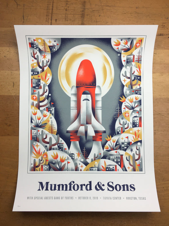 Mumford & Sons - 2019 Aren Vandenburgh poster Houston, TX Toyota Center